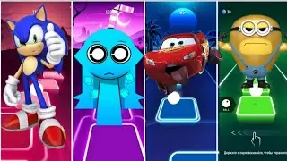SONIC VS SPRUNKI VS MCQUEEN VS MINION  - Coffin dance song (cover) Tiles hop dance 