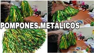 Pompones de porrista con CORTINAS DE FIESTA, pompones o mechudos con CORTINAS MET&Aacute;LICAS 