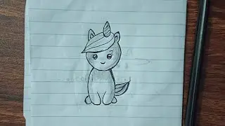 Cute Unicorn Cat Drawing  | Easy Pencil Drawing