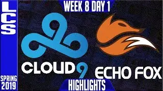C9 vs FOX Highlights | LCS Spring 2019 Week 8 Day 1 | Cloud9 vs Echo Fox