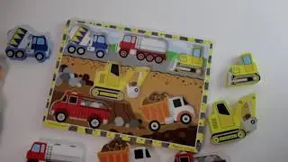 Building the Melissa & Doug Chunky Construction Puzzle | Learning Adventures Kids Channel