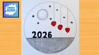 Happy new year drawing 2026 / New year drawing / Happy New year scenery drawing / 2026 drawing easy