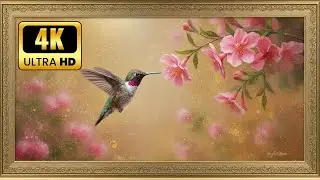Witness Hummingbird Majesty in Stunning 4K | Vintage Gold Frame TV ART | Screensaver for TV