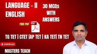 Language-II English 30 MCQs with Answers | TET DSC SET English Grammar | Masters Teach
