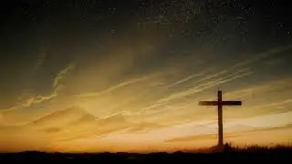Christian Cross Under Starry Sunset Sky With Flowing Clouds 4K Christian Worship Background Loop