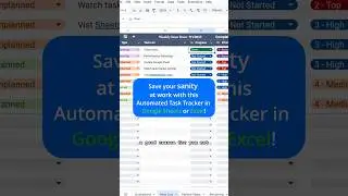 FINALLY get organized at work using this Automated task tracker in Google Sheets or Excel!