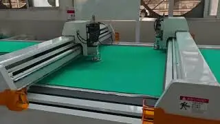 Rubber shoes mat dual head cutting machine with auto-feeding system, customized table size.