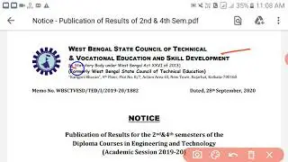 WB Polytechnic(Diploma) Result 2nd and 4th Semester|| WBSCTV 2019-20