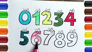 Numbers drawing, colouring for kids / cute easy drawing / step by step / #numbers