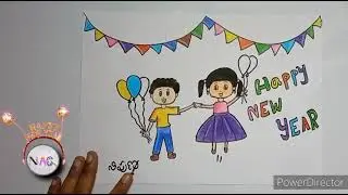 Happy New Year Drawing Step By Step || New Year Drawing By Nipuna
