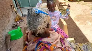 MAKING GRANDMA'S HAIR IN THE VILLAGE// VILLAGE LIFE 