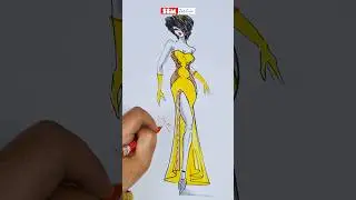 Timelapse Fashion Sketch: Elegant Yellow Evening Gown | SSM Fashion