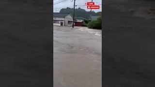 Heavy flooding due to torrential rainfall in Kaseda, Minamisatsuma City, Kagoshima Prefect..