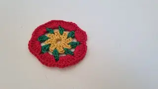 Flor, square,  motivo em croch&ecirc;. 
