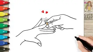 How to Draw Wedding Diamond Ring | Ring Ceremony Easy Drawing