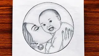 How to draw Mother's day drawing | Women's day drawing | Mother with baby drawing | easy drawing