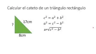 Calculo de un cateto en un tri&aacute;ngulo rect&aacute;ngulo(muy f&aacute;cil y sencillo)