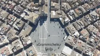 Drone flying above Grammichele, Sicily