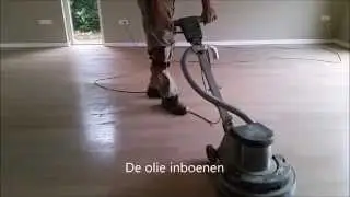 parketvloer stofvrij schuren en olie grijs