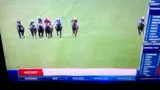MAN RUNS WITH HORSES AT LEICESTER RACES HA HA