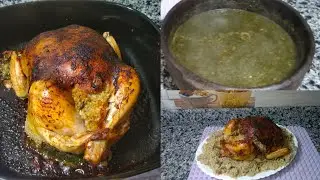 🐤فراخ  مشويه مع رز محشي وملوخية ناشفة