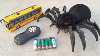 Smoke spray spider 🕷️ Unboxing, Remote Control school bus unboxing and testing