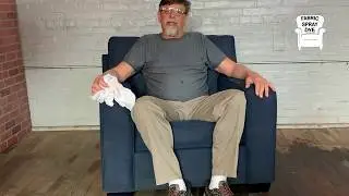 Painting a Blue Upholstered Chair with Simply Spray Upholstery Spray Dye