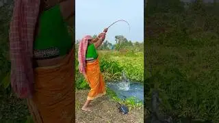 Amazing Fishing by Beautiful cute lady fishing in the canal with hook #fishingmethods #fishing
