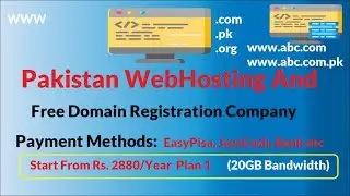 Pakistan WebHosting And Free Domain Registration Company, Payment with EasyPisa, JazzCash, Bank, etc