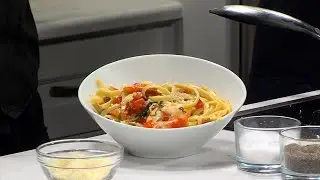 Chef Thomas O'Neil Serves Up a Delightful Shrimp Bruschetta Over Pasta Dish