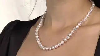 White Akoya Pearl Necklace Strand, 7.0-7.5mm by Pure Pearls