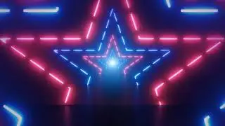 Screensaver | Neon Red Blue Star Rotate Background Light Animation Loop |@ZWorkStudio| Royalty Free.