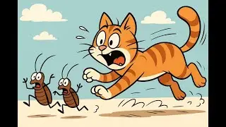 🐱💨 A Slapstick Cartoon Chase Between a Cat and Three Cockroaches! 🪳🤣