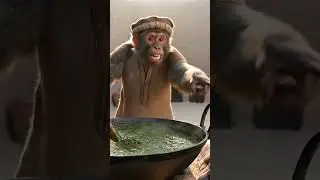 Desi Winter Vibes | Saag & Makki Ki Roti with a Funny Monkey#funny #monkeychallenge #comedy