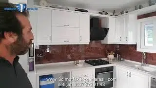 Mermer deseni 3d Cam uv baskı ile mutfak tezgah arası  sipariş i&ccedil;in 0537 273 21 93 arayın