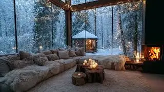 Gentle Piano Music and Warm Fireplace Ambience Creating a Peaceful Winter Escape for Rest