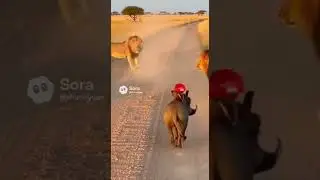 warthog vs lions 🦁🥰 funny video. #animals #video #shorts #funny
