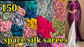 space silk sarees half and half two colour combination