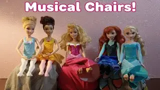 Musical Chairs with Sleeping Beauty - Elsa and Anna Disney Princess Playing Videos
