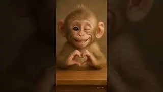 cute baby monkey sits up close