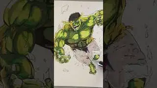INKING AND COLOURING HULK!!!!!! MARKER ART !!!!!