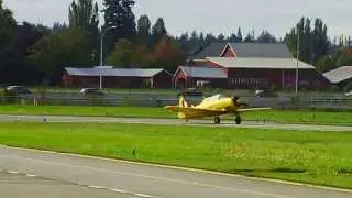 Canadian Museum Of Flight Harvard Mark II Takeoff with propeller snap