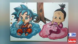 Dibujando cuadro de revelación de género, GOKU BEBÉ Y PAN BEBÉ.