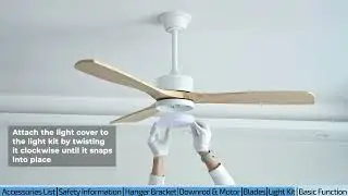 How to install addlon 52 inch Wood 3 Blades Ceiling Fans with Lights, Downrod Mount, Ceiling Fans