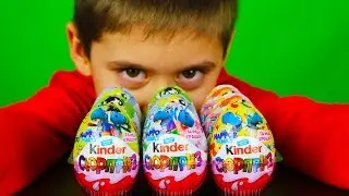 9 KINDER Surprise eggs! The Happos Family The PowerPuff Girls