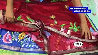 Mangalagiri pattu with small border handpainting sarees [Vandana handloom house]
