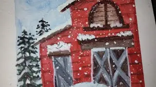 winter barn painting #snowfall#youtubevideo #forbeginners #watercolor 