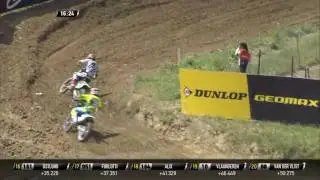 Dylan Ferrandis crash and battle with Samuele Bernardini MXGP of Spain MX2 Race 2 - motocross