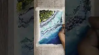 Easy Ocean waves and ocean eyes - oil pastel drawing 