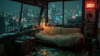 2 Hours In Blade Runner Shelter 🌧️ Neon Rain Ambient | Futuristic Night City Rest